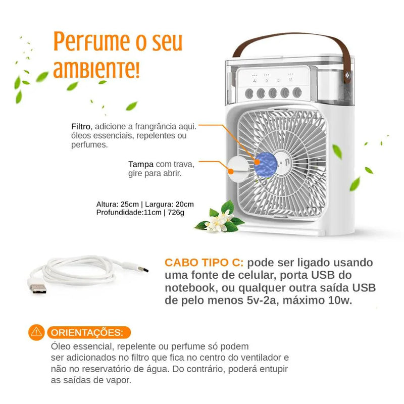 Umidificador/Ventilador de Ar Portátil - Hydrocooling Prático - Prático Tec